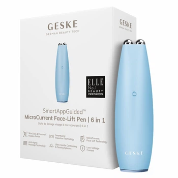Мікрострумова ручка для підтяжки обличчя GESKE MicroCurrent Face-Lift Pen 6 в 1 аквамарин