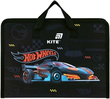 Папка-портфель Kite Hot Wheels A4 на блискавці 1 відділення Чорна (HW26-202)
