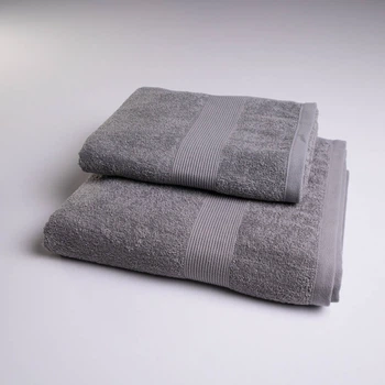 Комплект махровых полотенец с бордюром 2шт GM Textile 50х90см, 70х140см 400г/м2 (Серый)