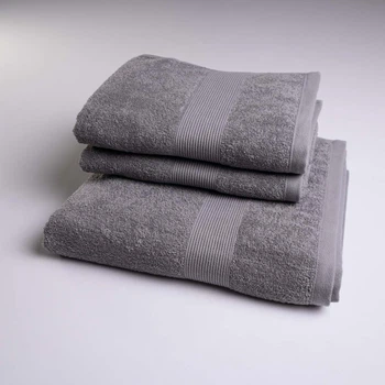 Набор махровых полотенец с бордюром 3шт GM Textile 50х90см, 50х90см, 70х140см 400г/м2 (Серый)