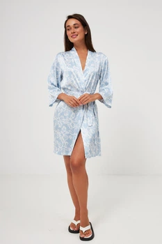 Халат жіночий шовковий літній BARWA garments 0395 L Небесно-блакитний (2110003953857)