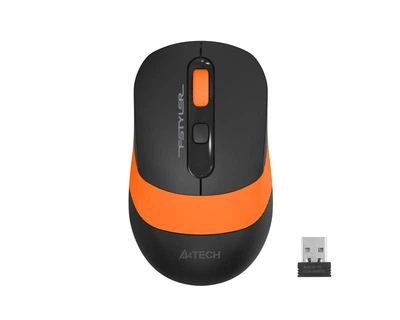 Миша бездротова A4Tech Fstyler FG10S (Orange), безшумна, USB, колір чорний+помаранчевий