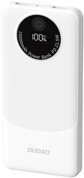 УМБ Dudao K12 10000mAh 22.5W USB-A, USB-C White (6977196682614)