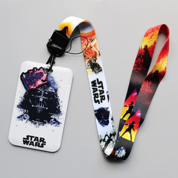 Бейдж для карт та пропусків вертикальний пластиковий Star Wars (Зоряні Війни) з ремінцем на шию та брелоком Дарт Вейдер