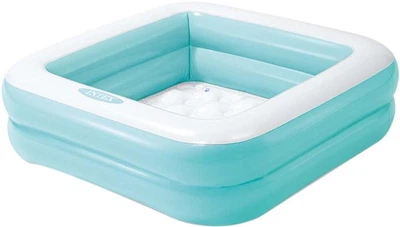 Дитячий надувний басейн Intex 57100 Blue 85×85×23 см, квадратний басейн-пісочниця з надувним дном, 53 л