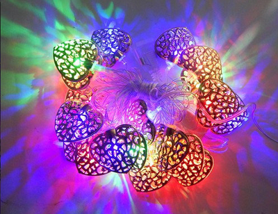 Гирлянда 20 led «Золотое сердце» мультицветная (20metal-M-1)