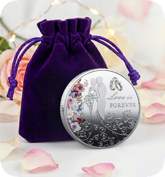 Монета для влюбленных Love Forever Slv в подарочном мешочке