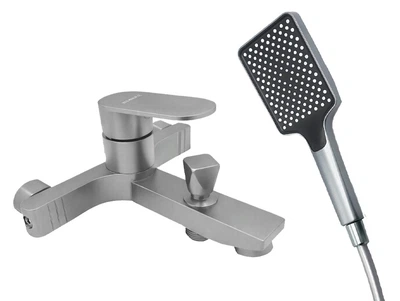 Cмеситель для ванны однорычажный с коротким изливом MILLZ серый металл MRS-AL-F2(Silver)