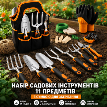 Набір садових інструментів 11 предметів із сумкою