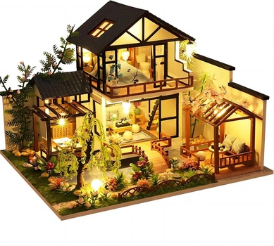 Конструктор-румбокс с LED-подсветкой кукольный японский дом с садом DIY House DM-1210 Multicolored