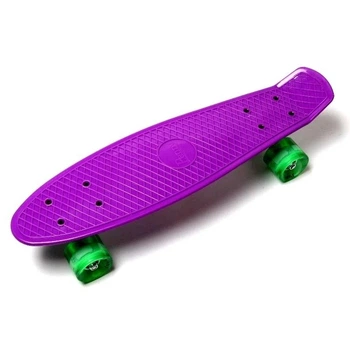 Пенни борд скейт Penny Board 22" Фиолетовый со светящимися фиолетовыми колесами