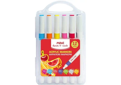 Набір маркерів акрилових MAXI MX15256 12 кольорыв Різнокольоровий shop (4044572152565)