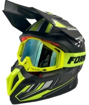 Шлем, закрытый крос/ендуро (М) АТV Forsage Rider 028 черно-желтый матовый с козырьком + очки