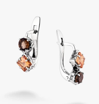 Серьги серебряные ассиметричные Лириды Shampan 925 Zirkon