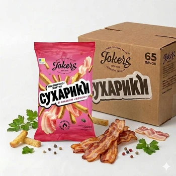 Ящик сухариків пшенично-житніх 65 уп Бекон Jokers м/у 60г