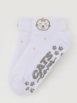 Детские носки для девочек Katamino Cats с антискользящей подошвой Белые 26-28 / 3-4 года