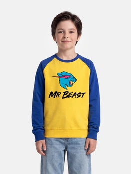 Дитячий світшот для хлопчика Спиногриз Mr Beast №10-00132 134 см Синій з жовтим (ROZ6501045235)