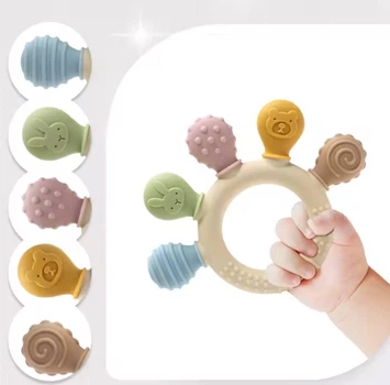 Детский силиконовый грызунок-прорезыватель «Sensory Ring» бежевый