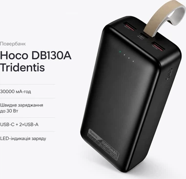 УМБ Hoco DB130A Tridentis 30000 mAh 30W Black (BC_715943)
