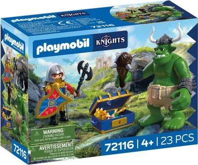 Zestaw zabawek Playmobil Knights Troll ze skarbem rycerzy herbu Lew 23 elementy 72116 (4008789721167)