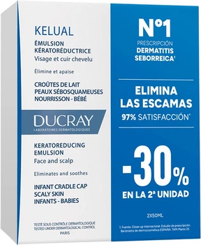 Emulsja keratoredukcyjna do twarzy i skóry głowy Ducray Kelual łagodząca 2x50 ml (3282779397483)