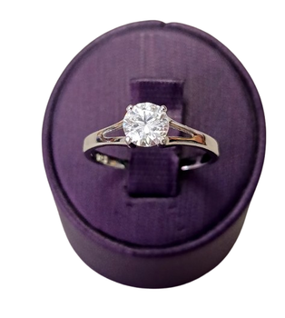 Срібна каблучка з муасанітом 1,0 ct. 6,5 мм 19 розмір, Сертифікат (219157963)