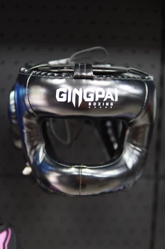 Спарринговый шлем GINGPAI с защитой носа и скул Черный L