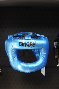 Спарринговый шлем GINGPAI с защитой носа и скул, Синей L