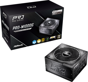 Блок живлення  ASRock PRO-M1000G 1000W 80 PLUS Gold Black (PRO-M1000G)