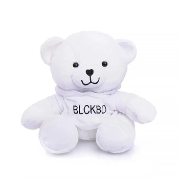 Мягкая игрушка Мишка Teddy Black&White 40 см в худи с капюшоном плюшевый медвежонок для подарка и декора Белый