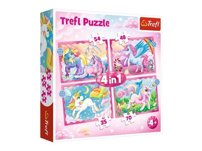 Пазли Trefl 4в1 Єдинороги та магія