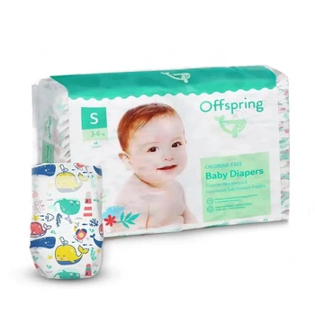 Підгузки дитячі Offspring Розмір S 3-6 кг 48 шт. в упаковці, Кити