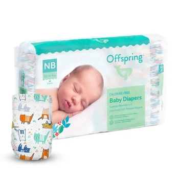Підгузки дитячі Offspring Розмір NB до 4 кг 56 шт. в упаковці, Котики