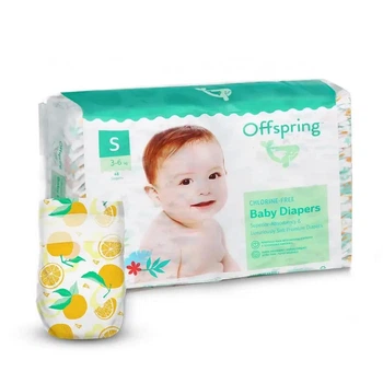 Підгузки дитячі Offspring Розмір S 3-6 кг 48 шт. в упаковці, Апельсин