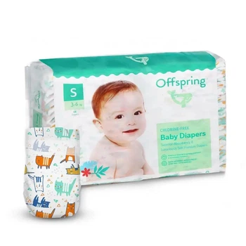 Підгузки дитячі Offspring Розмір S 3-6 кг 48 шт. в упаковці, Котики