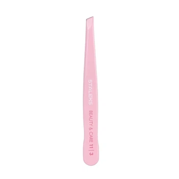 Пинцет для бровей Staleks Beauty&Care 11 TYPE 3 широкие скошенные кромки розовый