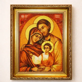Ікона з бурштину Святе Сімейство Гранд Презент 15*20 і-114