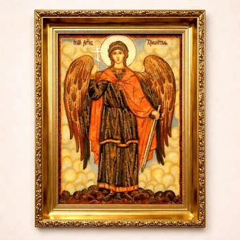 Ікона з бурштину Ангел Охоронець і-121 Гранд Презент 15*20