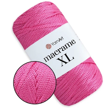 Пряжа YarnArt Macrame XL, Ярко-розовый №140, шнур полиэстеровый 3 мм, ЯрнАрт Макраме ХЛ 250г/130м, нитка для вязания крючком и спицами