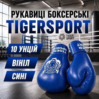 Боксерські рукавички Tiger Sport 10 oz сині вініл 151652