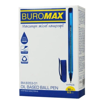 Набор масляных ручек Buromax Hypnos синих 0.5мм синий корпус 50 шт. (BM.8353-01)