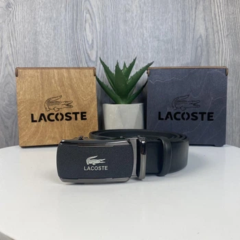Мужской кожаный ремень автомат Lacoste натуральная кожа пояс для мужчин стильный крокодил