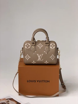 Жіноча сумка Louis Vuitton Nano Speedy Bandoulière 20 боченя бежевий через плече Луї Віттон