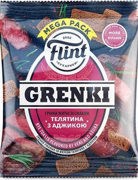 Сухарики Флінт grenki телятина з аджикою 100г.