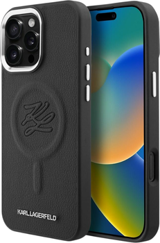 Etui plecki Karl Lagerfeld Initial & Metal Logo MagSafe do Apple iPhone 16 Pro Max Black (KLHMP16XPGFKLRDK)