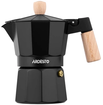 Гейзерна кавоварка ARDESTO Midori алюміній бамбук 120 мл 3 чашки (AR8103W)