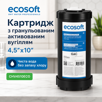 Вугільний картридж Екософт Big Blue 10 (4,5"х10") з гранульованим активованим вугіллям