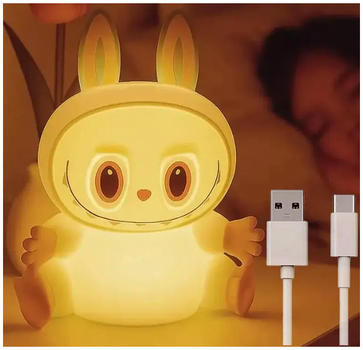 Ночник аккумуляторный USB с теплым светом для дома желтый Labubu LS-2247