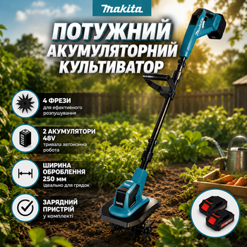 Культиватор для дачі Makita Міні культиватори 230 мм Акумуляторний культиватор для оброблення землі (Бездротовий культиватор)