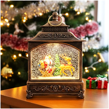 Новогодний фонарь с музыкой и LED подсветкой для дома 19х14 см бронзовый LS-1799